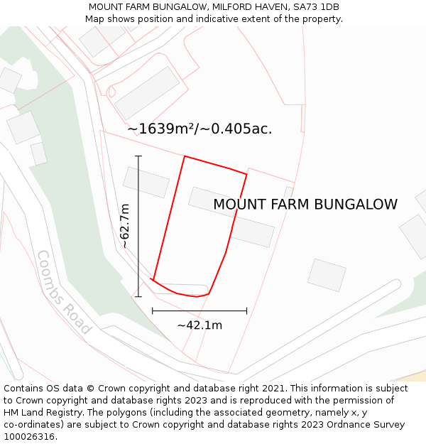 MOUNT FARM BUNGALOW, MILFORD HAVEN, SA73 1DB: Plot and title map