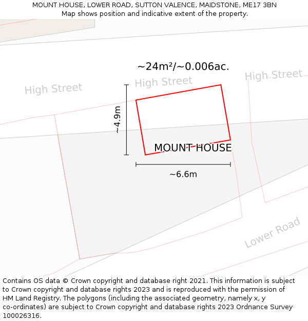 MOUNT HOUSE, LOWER ROAD, SUTTON VALENCE, MAIDSTONE, ME17 3BN: Plot and title map