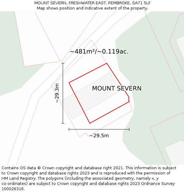 MOUNT SEVERN, FRESHWATER EAST, PEMBROKE, SA71 5LF: Plot and title map