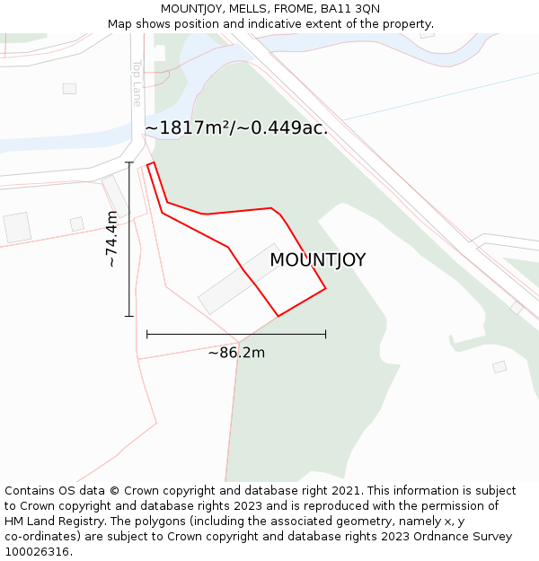 MOUNTJOY, MELLS, FROME, BA11 3QN: Plot and title map