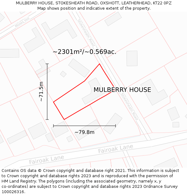 MULBERRY HOUSE, STOKESHEATH ROAD, OXSHOTT, LEATHERHEAD, KT22 0PZ: Plot and title map