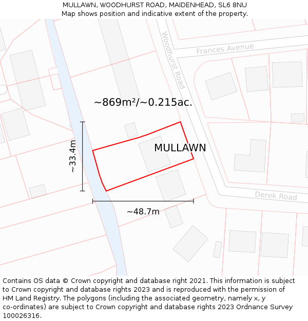 MULLAWN, WOODHURST ROAD, MAIDENHEAD, SL6 8NU: Plot and title map
