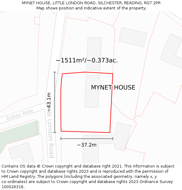 MYNET HOUSE, LITTLE LONDON ROAD, SILCHESTER, READING, RG7 2PR: Plot and title map