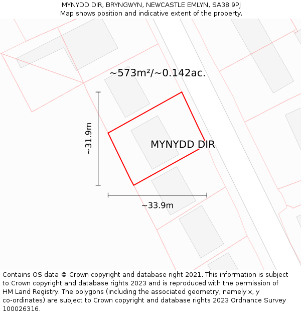 MYNYDD DIR, BRYNGWYN, NEWCASTLE EMLYN, SA38 9PJ: Plot and title map