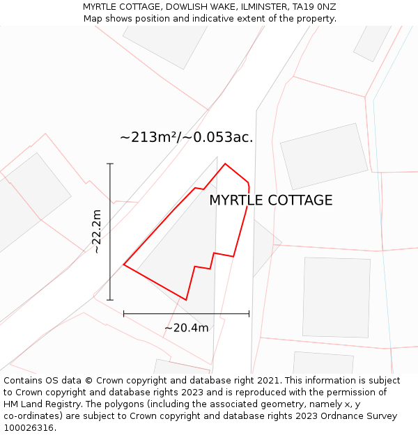 MYRTLE COTTAGE, DOWLISH WAKE, ILMINSTER, TA19 0NZ: Plot and title map
