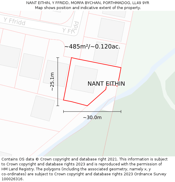 NANT EITHIN, Y FFRIDD, MORFA BYCHAN, PORTHMADOG, LL49 9YR: Plot and title map