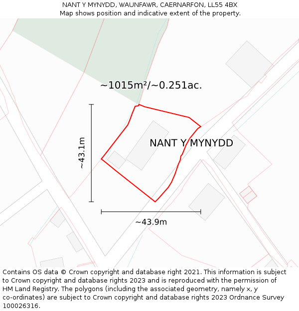 NANT Y MYNYDD, WAUNFAWR, CAERNARFON, LL55 4BX: Plot and title map