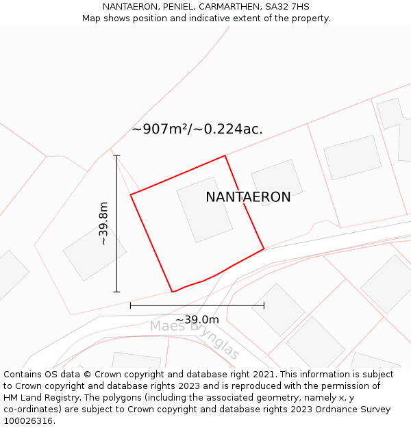 NANTAERON, PENIEL, CARMARTHEN, SA32 7HS: Plot and title map