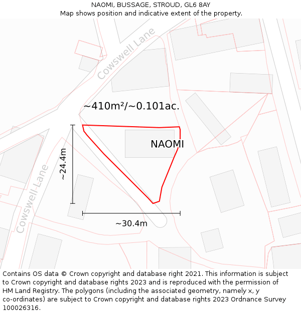 NAOMI, BUSSAGE, STROUD, GL6 8AY: Plot and title map