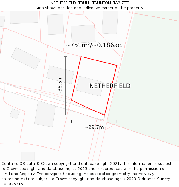 NETHERFIELD, TRULL, TAUNTON, TA3 7EZ: Plot and title map
