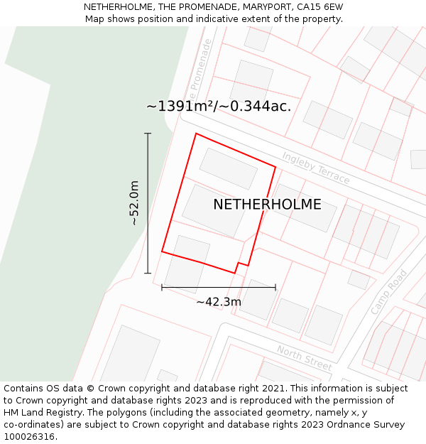NETHERHOLME, THE PROMENADE, MARYPORT, CA15 6EW: Plot and title map