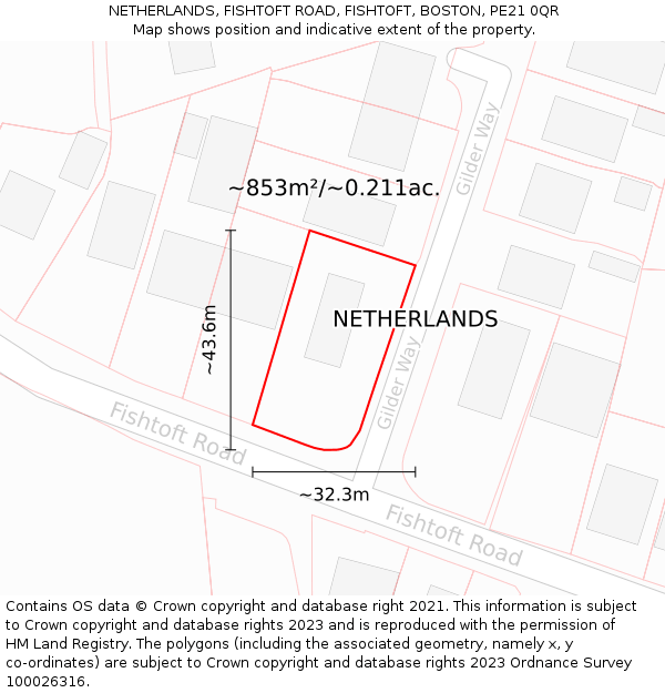 NETHERLANDS, FISHTOFT ROAD, FISHTOFT, BOSTON, PE21 0QR: Plot and title map