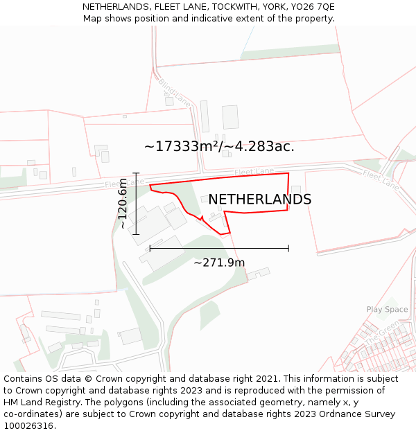 NETHERLANDS, FLEET LANE, TOCKWITH, YORK, YO26 7QE: Plot and title map