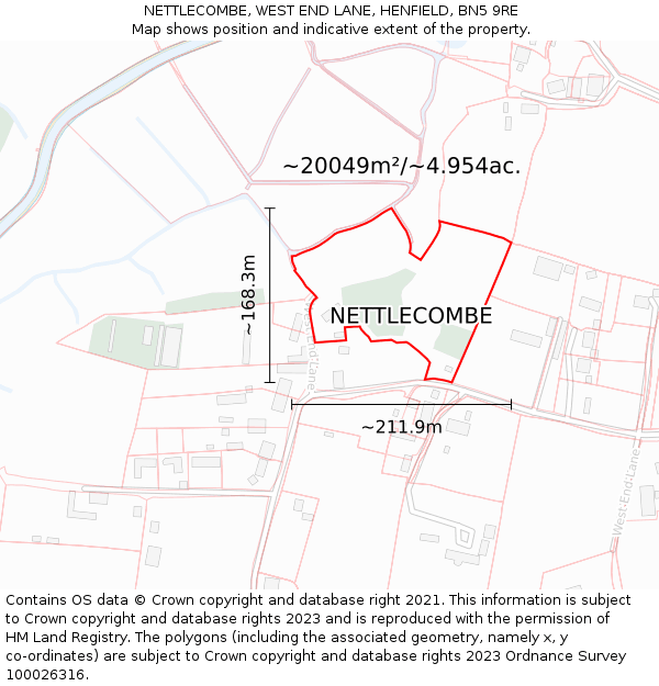 NETTLECOMBE, WEST END LANE, HENFIELD, BN5 9RE: Plot and title map