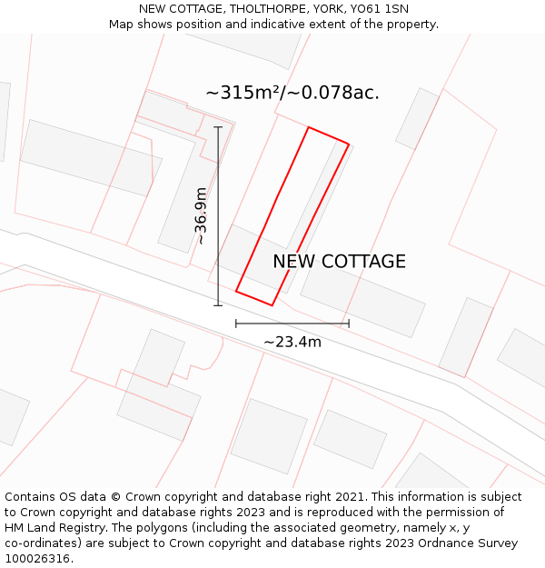 NEW COTTAGE, THOLTHORPE, YORK, YO61 1SN: Plot and title map