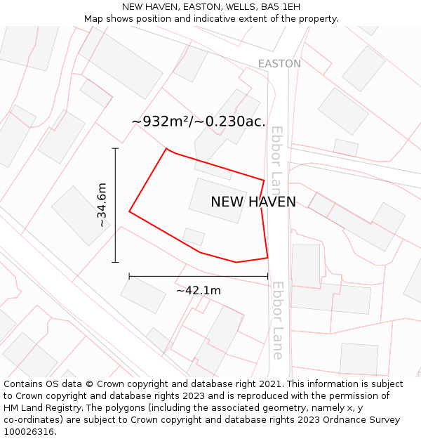 NEW HAVEN, EASTON, WELLS, BA5 1EH: Plot and title map