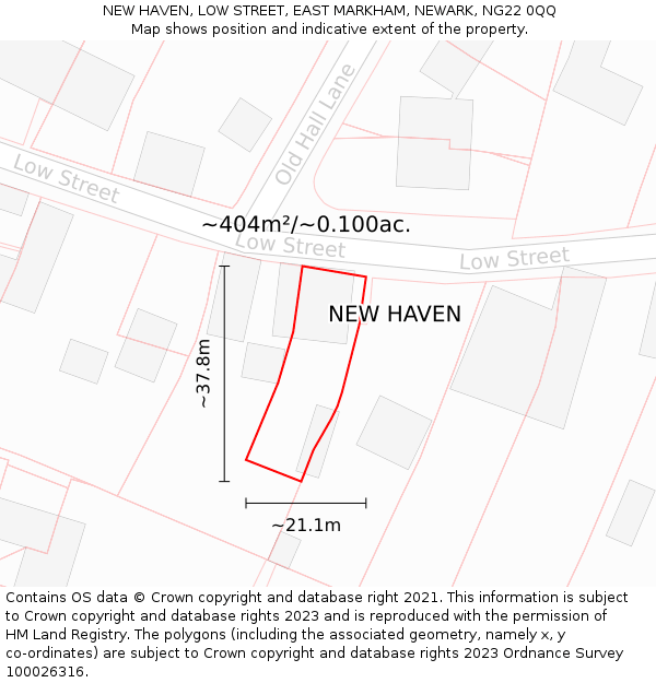 NEW HAVEN, LOW STREET, EAST MARKHAM, NEWARK, NG22 0QQ: Plot and title map