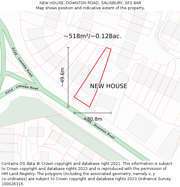 NEW HOUSE, DOWNTON ROAD, SALISBURY, SP2 8AR: Plot and title map