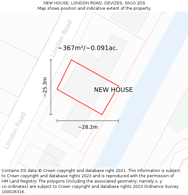 NEW HOUSE, LONDON ROAD, DEVIZES, SN10 2DS: Plot and title map