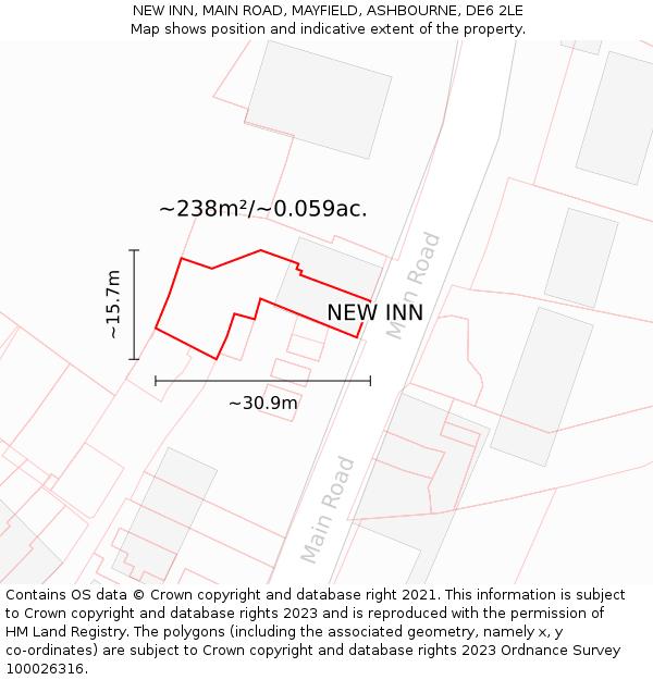 NEW INN, MAIN ROAD, MAYFIELD, ASHBOURNE, DE6 2LE: Plot and title map