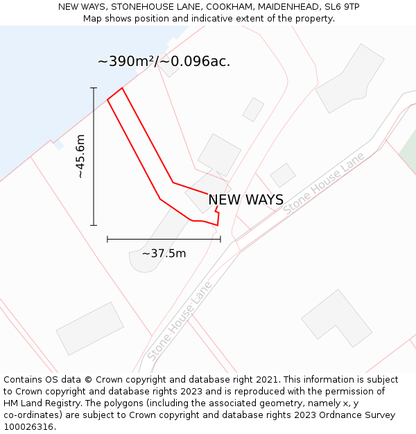 NEW WAYS, STONEHOUSE LANE, COOKHAM, MAIDENHEAD, SL6 9TP: Plot and title map
