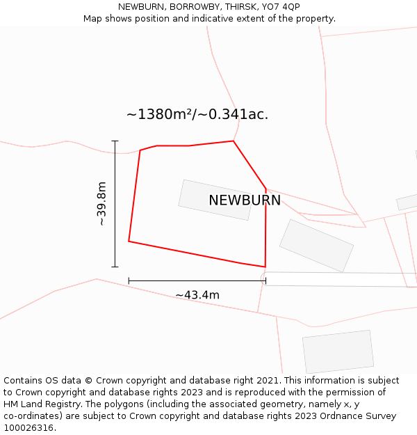 NEWBURN, BORROWBY, THIRSK, YO7 4QP: Plot and title map