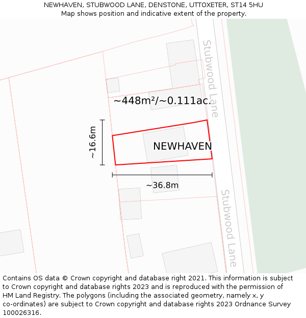 NEWHAVEN, STUBWOOD LANE, DENSTONE, UTTOXETER, ST14 5HU: Plot and title map