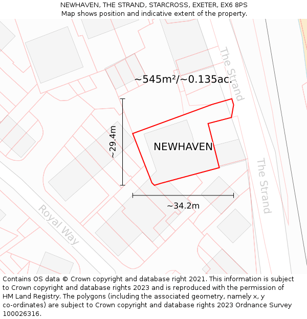 NEWHAVEN, THE STRAND, STARCROSS, EXETER, EX6 8PS: Plot and title map
