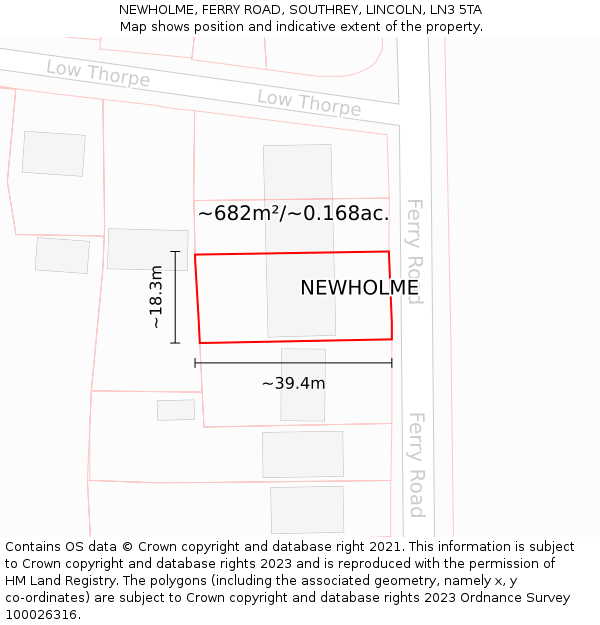 NEWHOLME, FERRY ROAD, SOUTHREY, LINCOLN, LN3 5TA: Plot and title map