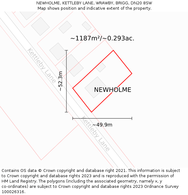NEWHOLME, KETTLEBY LANE, WRAWBY, BRIGG, DN20 8SW: Plot and title map