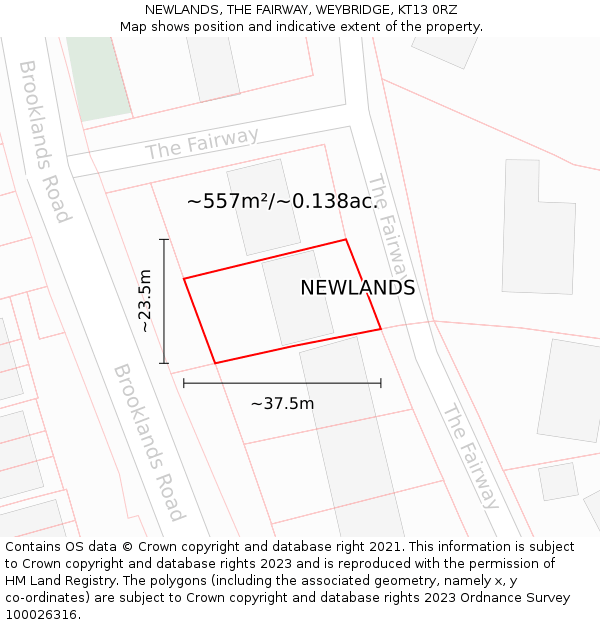 NEWLANDS, THE FAIRWAY, WEYBRIDGE, KT13 0RZ: Plot and title map