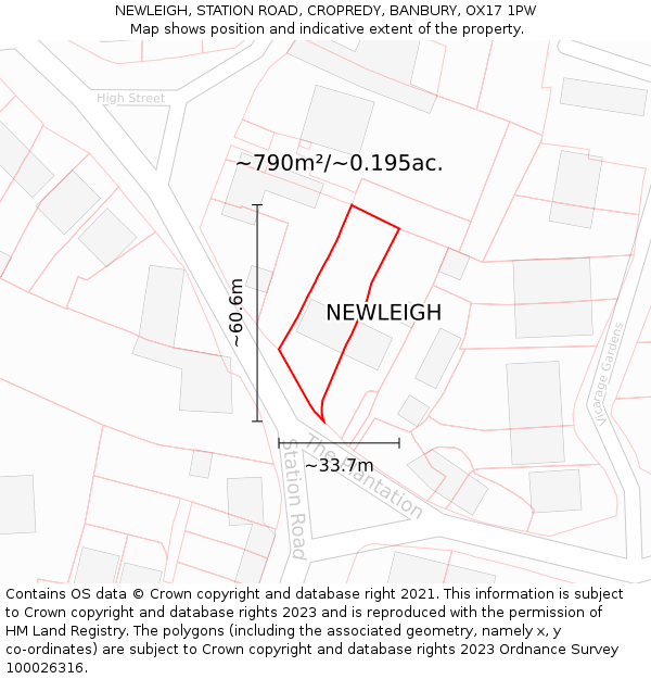 NEWLEIGH, STATION ROAD, CROPREDY, BANBURY, OX17 1PW: Plot and title map
