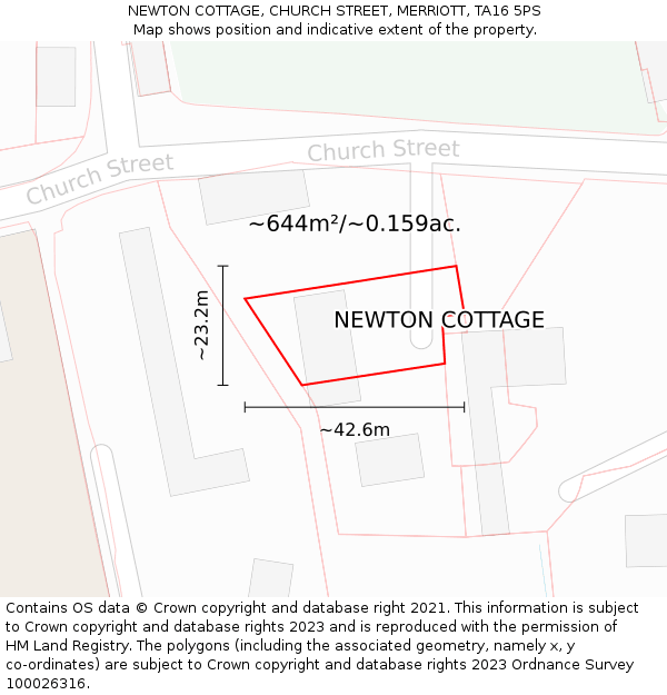 NEWTON COTTAGE, CHURCH STREET, MERRIOTT, TA16 5PS: Plot and title map