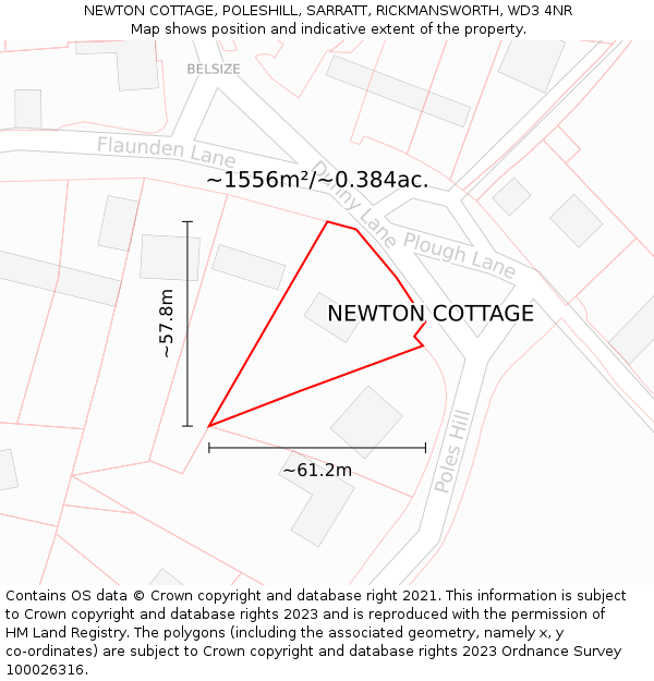 NEWTON COTTAGE, POLESHILL, SARRATT, RICKMANSWORTH, WD3 4NR: Plot and title map