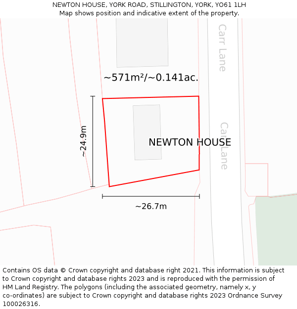 NEWTON HOUSE, YORK ROAD, STILLINGTON, YORK, YO61 1LH: Plot and title map