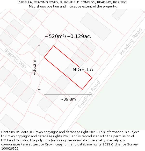 NIGELLA, READING ROAD, BURGHFIELD COMMON, READING, RG7 3EG: Plot and title map