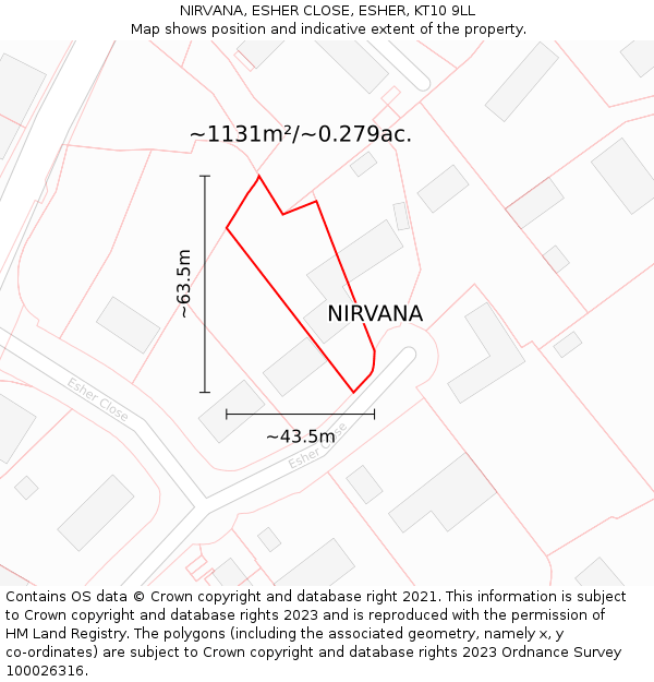 NIRVANA, ESHER CLOSE, ESHER, KT10 9LL: Plot and title map