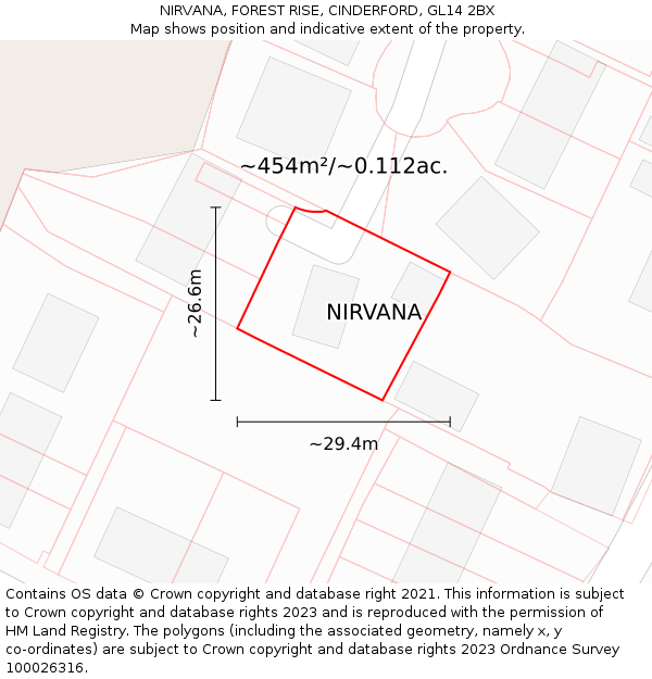 NIRVANA, FOREST RISE, CINDERFORD, GL14 2BX: Plot and title map