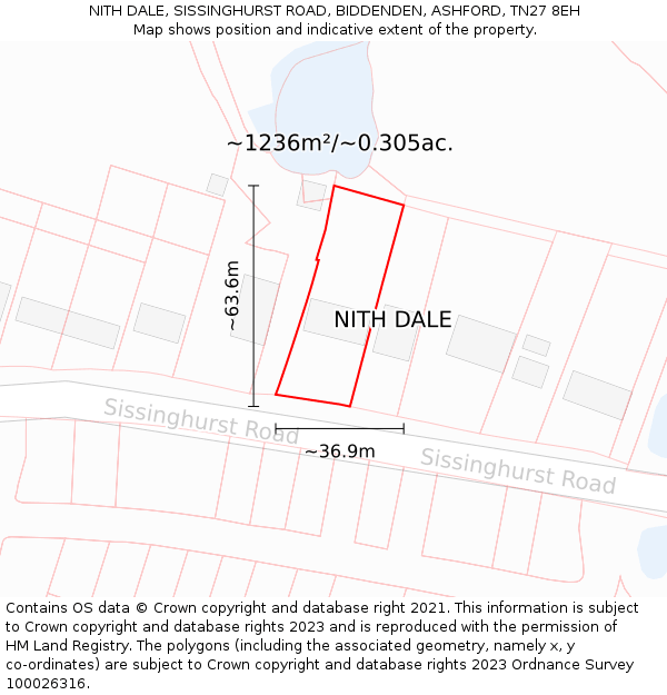 NITH DALE, SISSINGHURST ROAD, BIDDENDEN, ASHFORD, TN27 8EH: Plot and title map