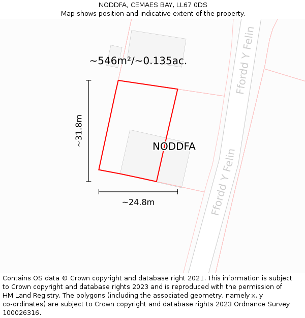 NODDFA, CEMAES BAY, LL67 0DS: Plot and title map