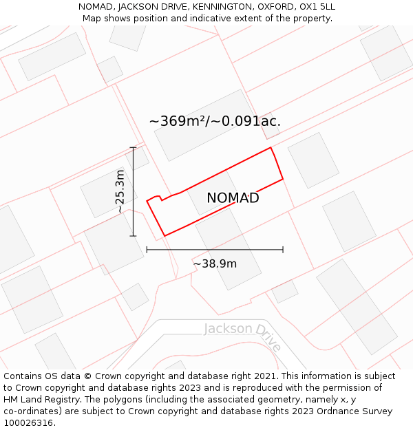 NOMAD, JACKSON DRIVE, KENNINGTON, OXFORD, OX1 5LL: Plot and title map