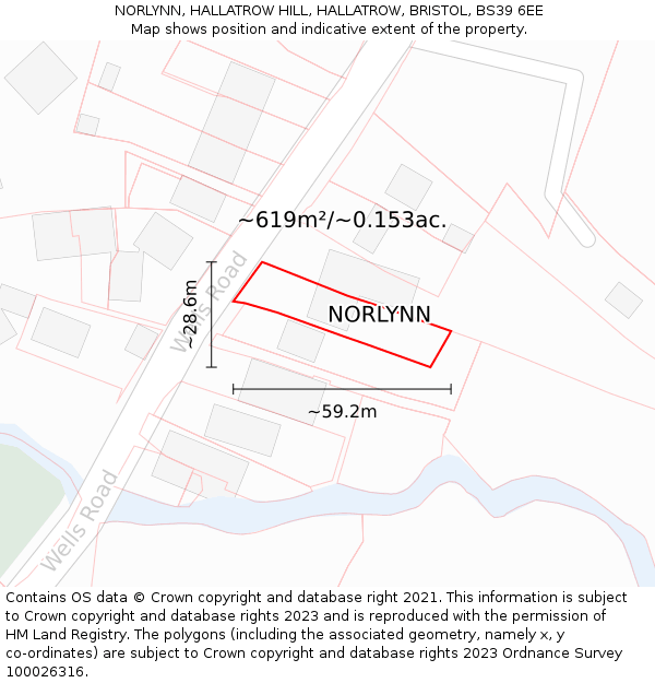 NORLYNN, HALLATROW HILL, HALLATROW, BRISTOL, BS39 6EE: Plot and title map