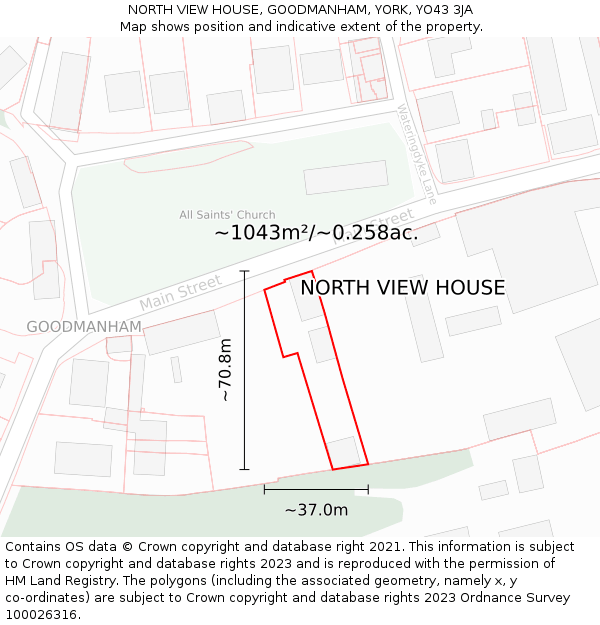 NORTH VIEW HOUSE, GOODMANHAM, YORK, YO43 3JA: Plot and title map