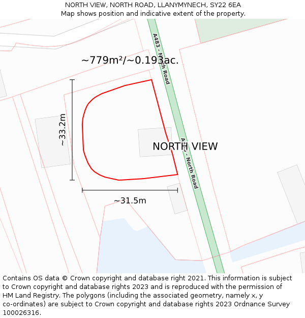 NORTH VIEW, NORTH ROAD, LLANYMYNECH, SY22 6EA: Plot and title map