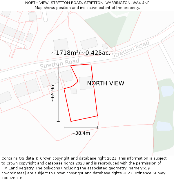 NORTH VIEW, STRETTON ROAD, STRETTON, WARRINGTON, WA4 4NP: Plot and title map