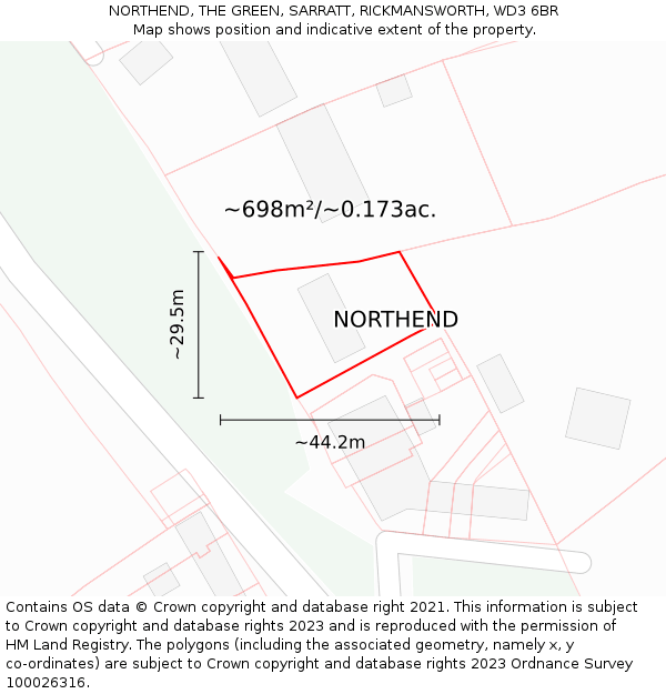 NORTHEND, THE GREEN, SARRATT, RICKMANSWORTH, WD3 6BR: Plot and title map