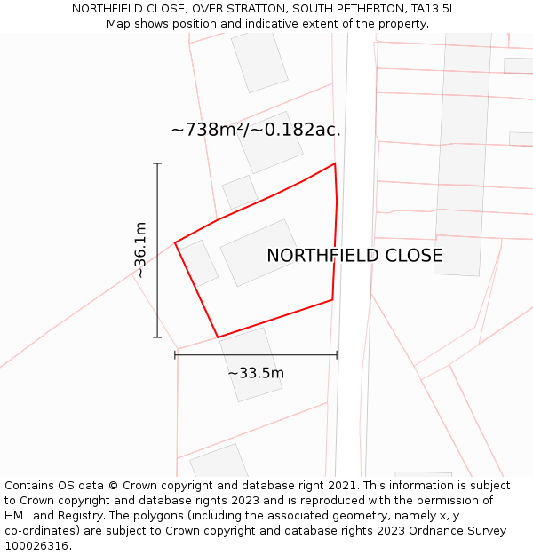 NORTHFIELD CLOSE, OVER STRATTON, SOUTH PETHERTON, TA13 5LL: Plot and title map