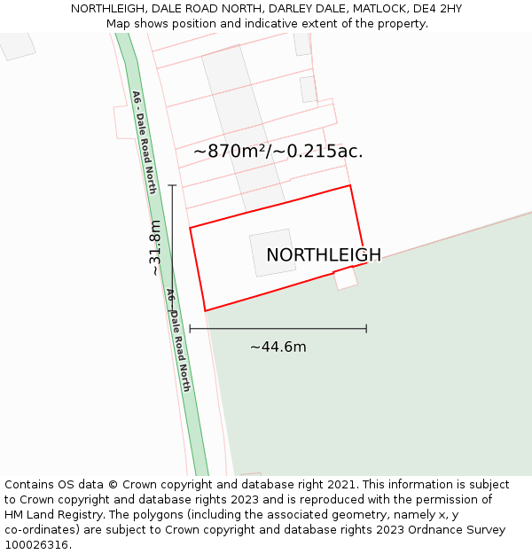 NORTHLEIGH, DALE ROAD NORTH, DARLEY DALE, MATLOCK, DE4 2HY: Plot and title map