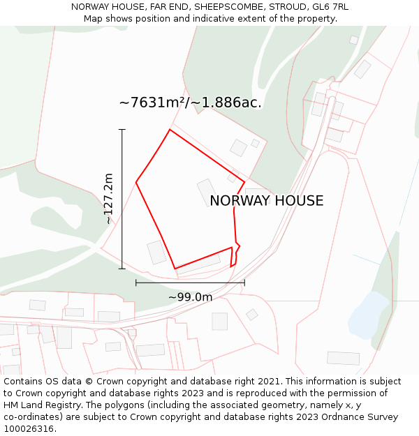 NORWAY HOUSE, FAR END, SHEEPSCOMBE, STROUD, GL6 7RL: Plot and title map