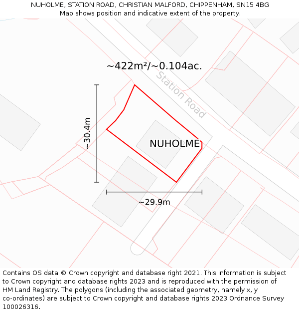 NUHOLME, STATION ROAD, CHRISTIAN MALFORD, CHIPPENHAM, SN15 4BG: Plot and title map